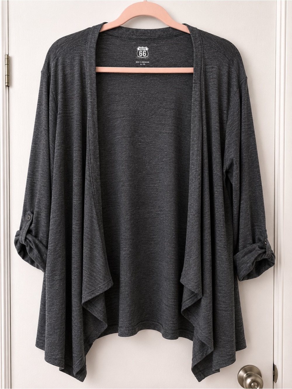 Route 66 Gray Open Front Cardigan Women’s XL Lightweight Layering Top